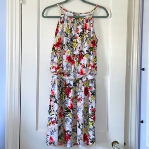WHBM Multicolored Halter Style Sundress with Cinched Waist - Small - EUC